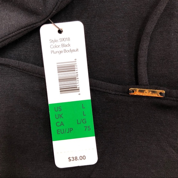 Sam Edelman Black Strappy Plunge Cotton Bodysuit L - Picture 9 of 13